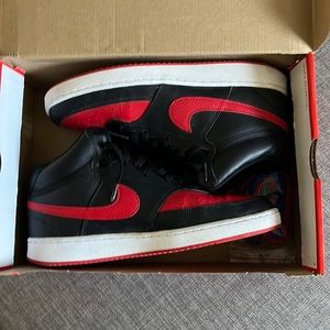 black and red air force high used (collecting,skating,wearing shoe)